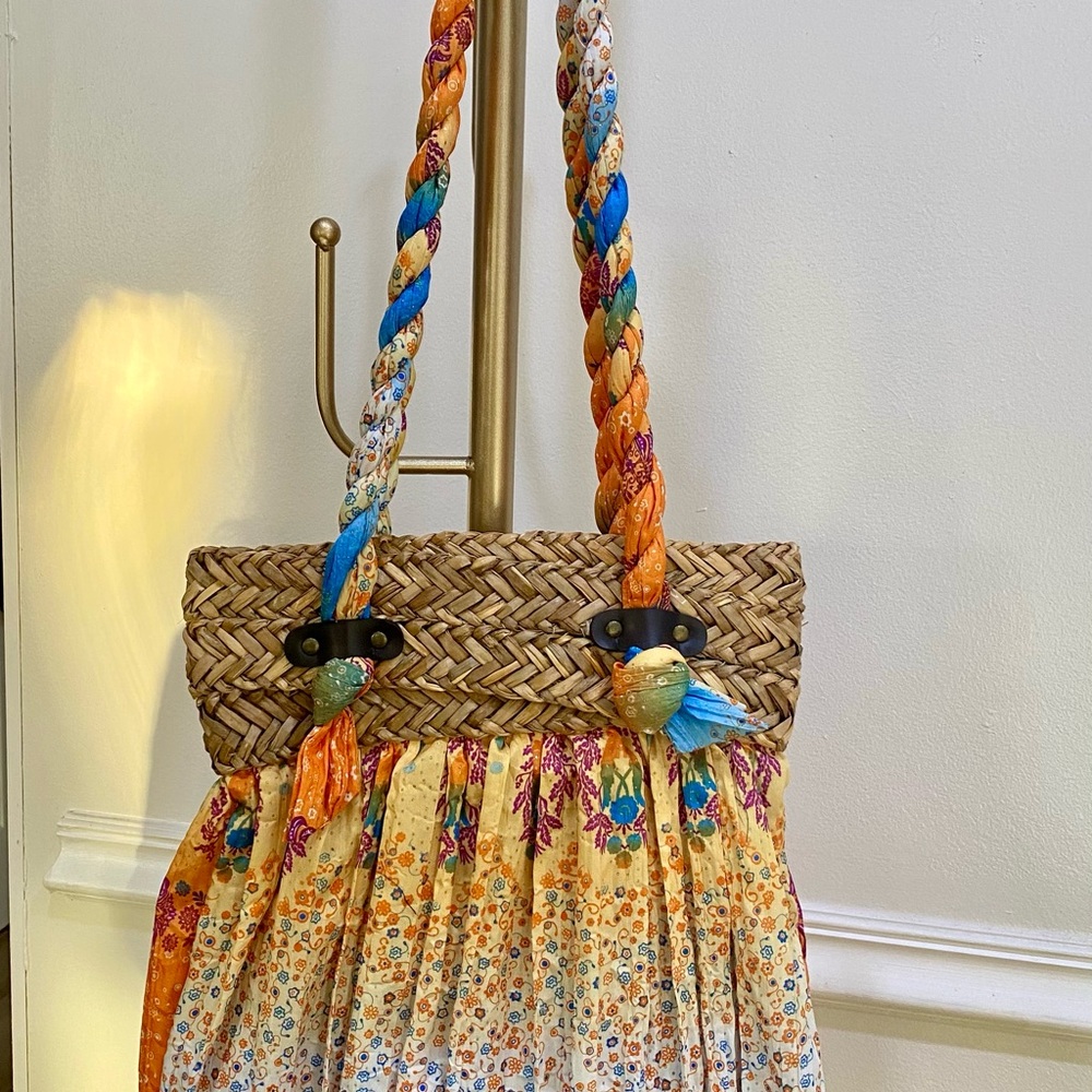 Cappelli Straworld Orange and Blue Floral Shoulder Bag - Picture 2 of 2